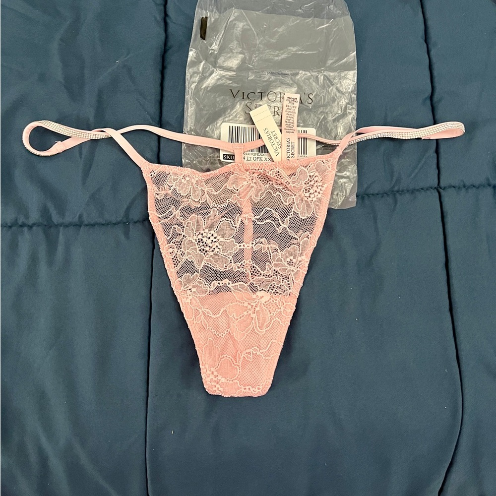 NWT Victoria’s Secret Very Sexy Pink Sheer Lace shine strap thong panties VS XXL